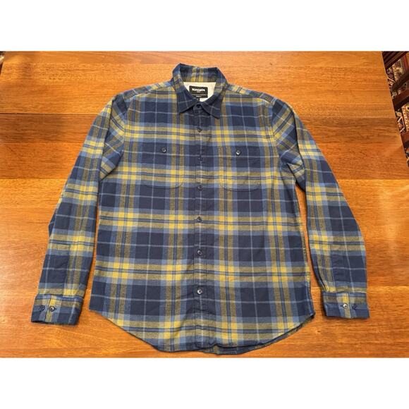 Large Bonobos Stretch Regular Fit Blue Plaid Flannel Shirt - Picture 2 of 9